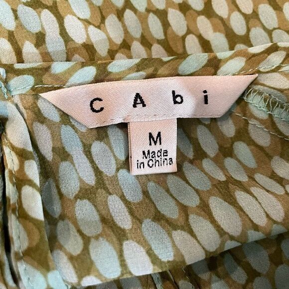 Cabi Women's Pebbled Green Keyhole Semi Sheer Short Sleeve Blouse Top Size M - Picture 6 of 7